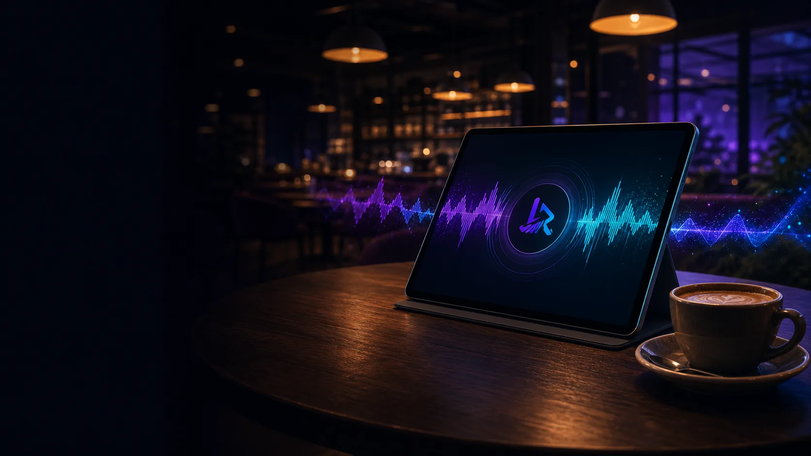 Streamuri LayerRadio pe tableta intr-o cafenea