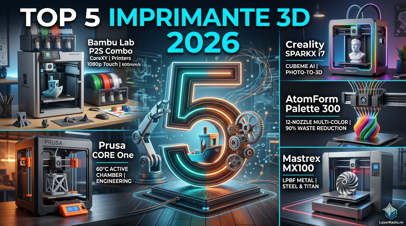 Top 5 Imprimante 3D care domină piața în 2026: De la birou la producție industrială